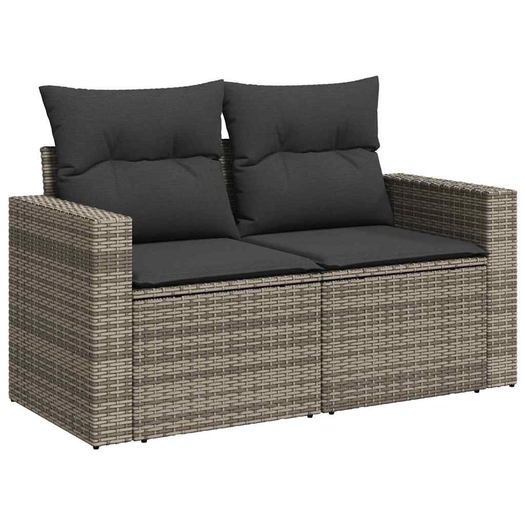Tuinbankenset 18 st 11-Aantal zitplaatsen Grijs poly rattan