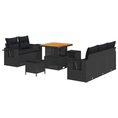 Tuinbankenset 10 st 7-Aantal zitplaatsen Zwart poly rattan