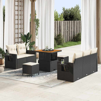 Tuinbankenset 10 st Zwart en Crème poly rattan