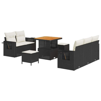 Tuinbankenset 10 st Zwart en Crème poly rattan