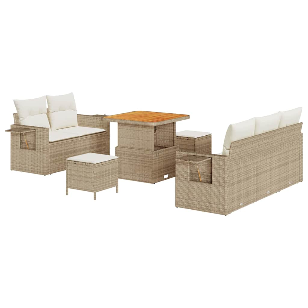 Tuinbankenset 10 st Beige en Crème poly rattan