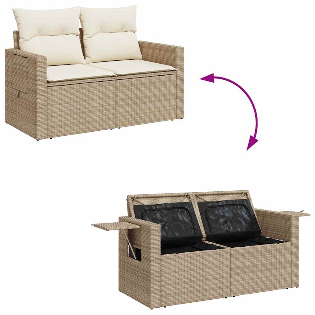 Tuinbankenset 10 st Beige en Crème poly rattan