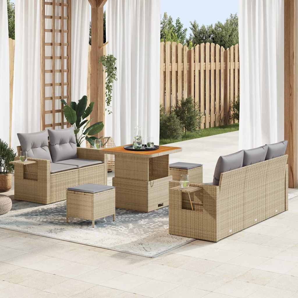 Tuinbankenset 10 st Beige en Licht Grijs poly rattan
