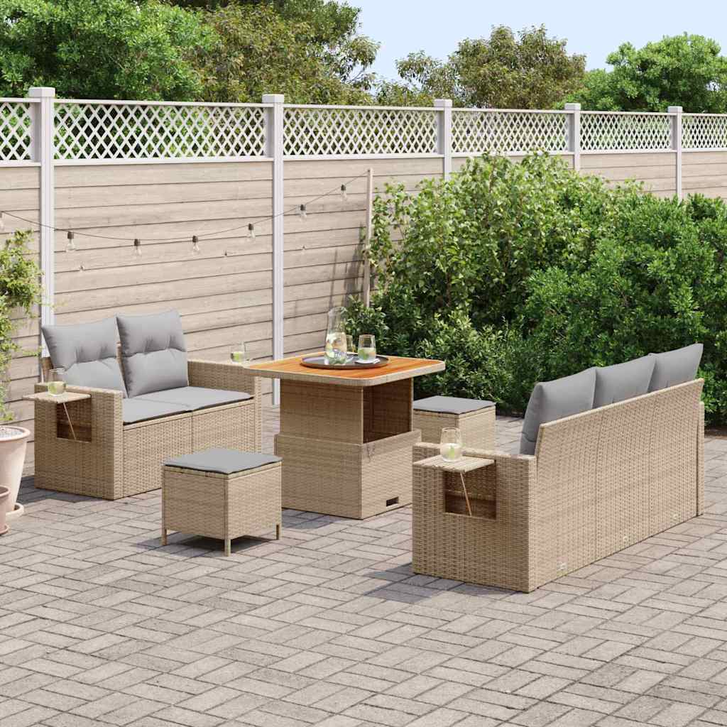 Tuinbankenset 10 st Beige en Licht Grijs poly rattan