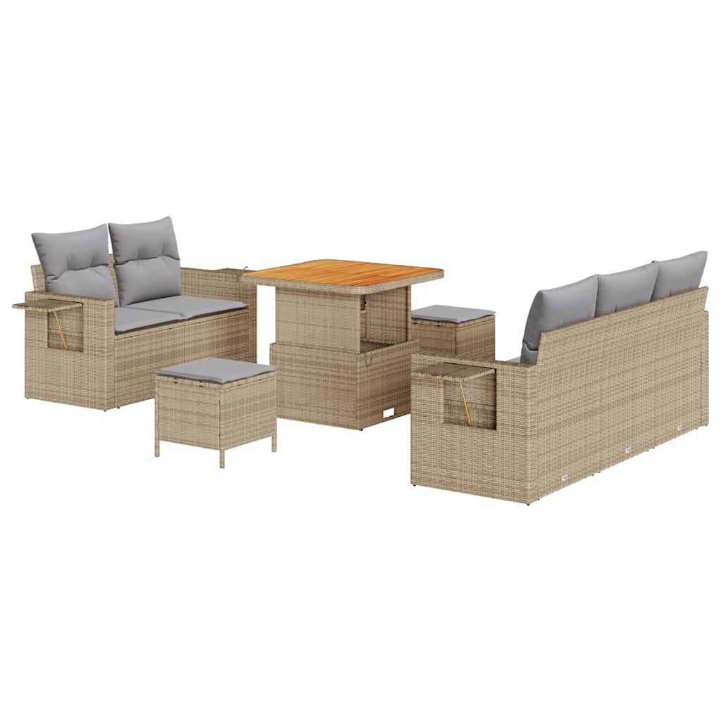 Tuinbankenset 10 st Beige en Licht Grijs poly rattan
