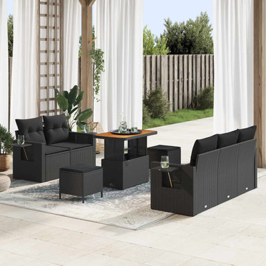 Tuinbankenset 10 st Zwart poly rattan