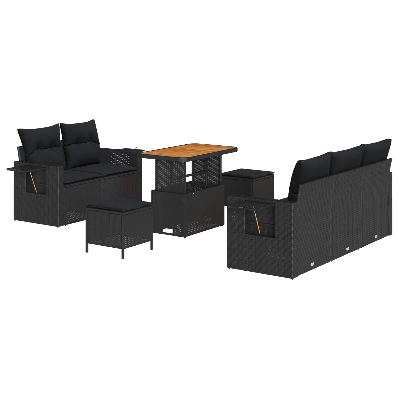 Tuinbankenset 10 st Zwart poly rattan