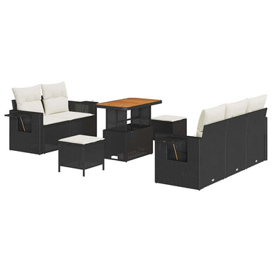 Tuinbankenset 10 st Zwart en Crème poly rattan