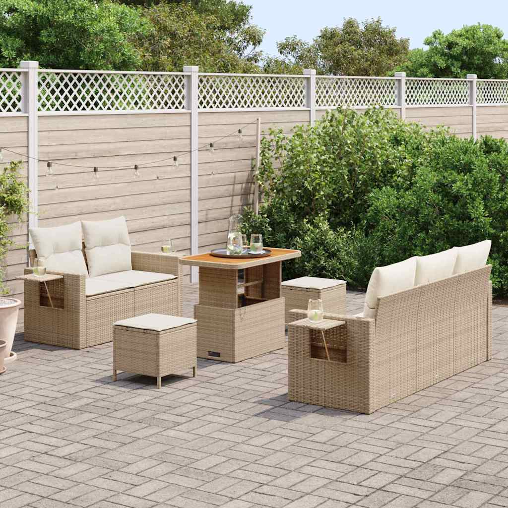 Tuinbankenset 10 st Beige en Crème poly rattan