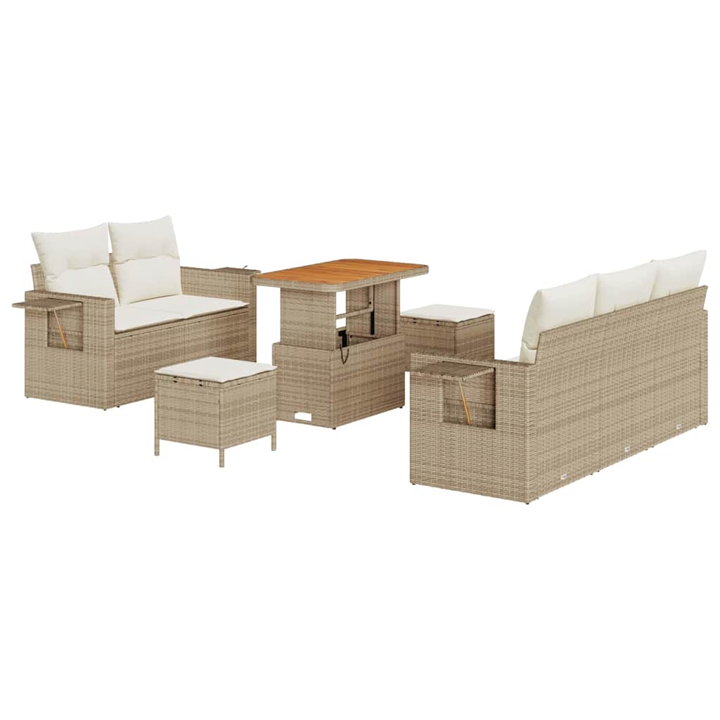 Tuinbankenset 10 st Beige en Crème poly rattan