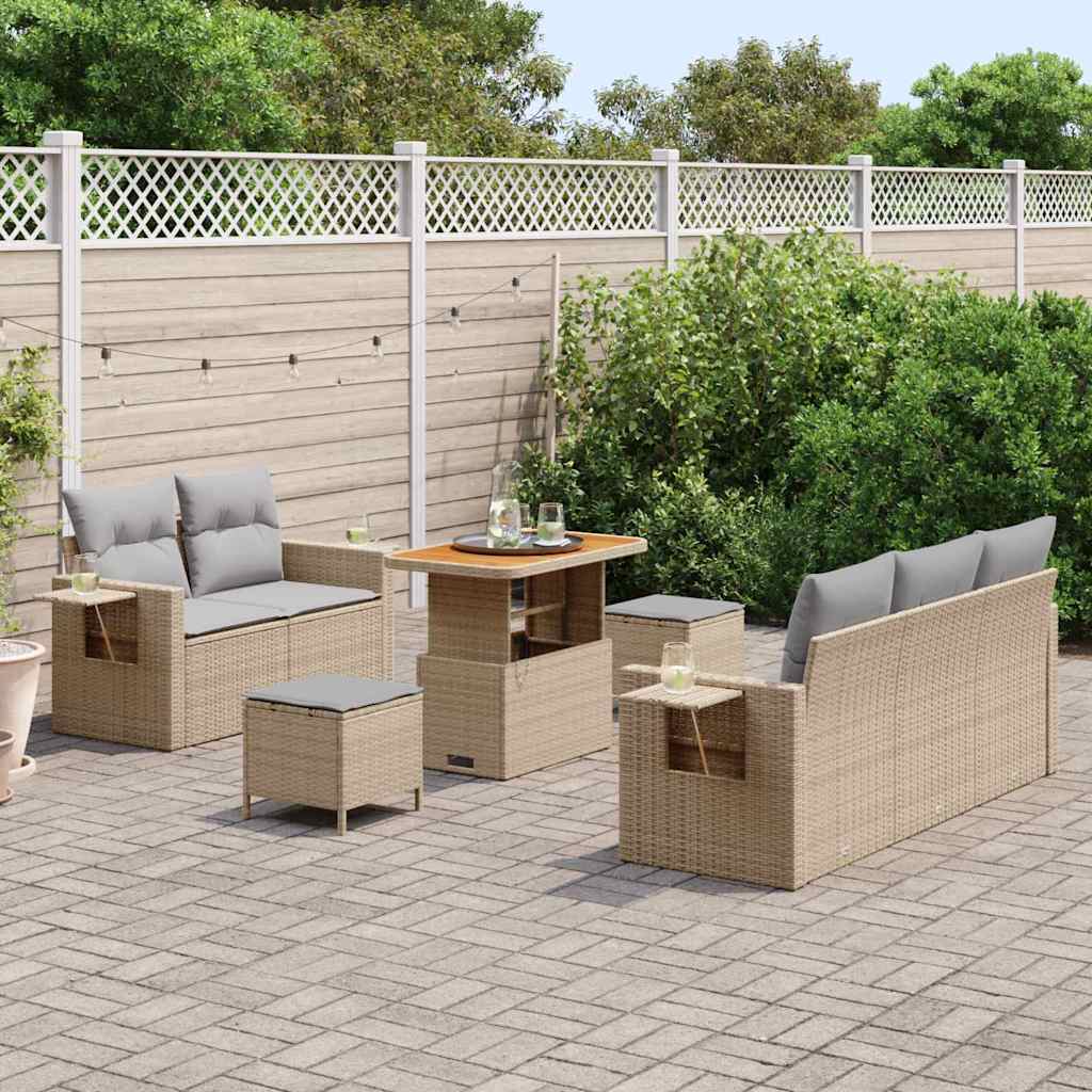 Tuinbankenset 10 st Beige en Licht Grijs poly rattan