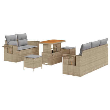 Tuinbankenset 10 st Beige en Licht Grijs poly rattan