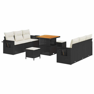 Tuin Sofa Set 9 st 6-Aantal zitplaatsen Zwart en Crème