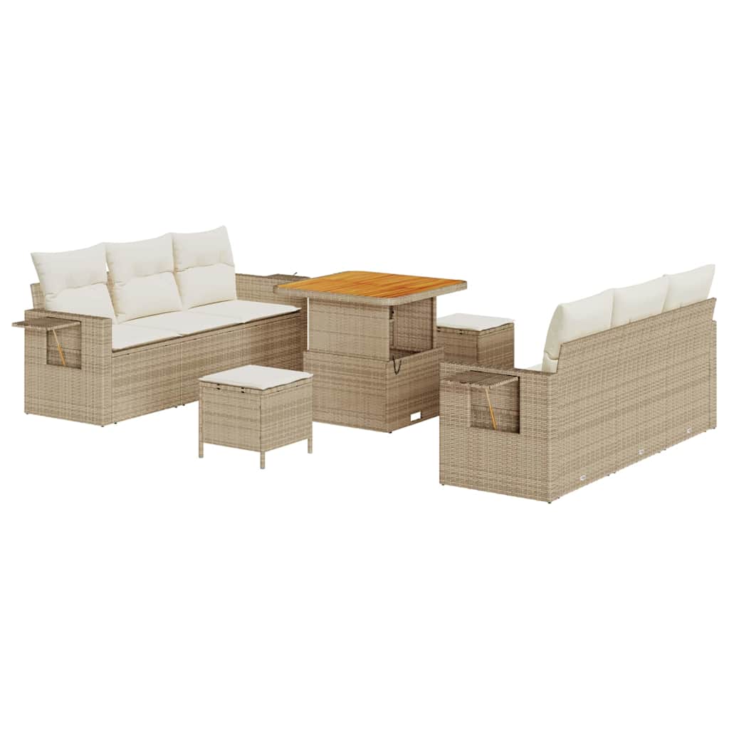 Tuin Sofa Set 9 st 6-Aantal zitplaatsen Beige en Crème