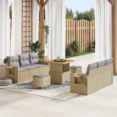 Tuin Sofa Set 9 st 6-Aantal zitplaatsen Beige en Licht Grijs