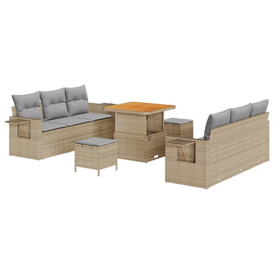 Tuin Sofa Set 9 st 6-Aantal zitplaatsen Beige en Licht Grijs