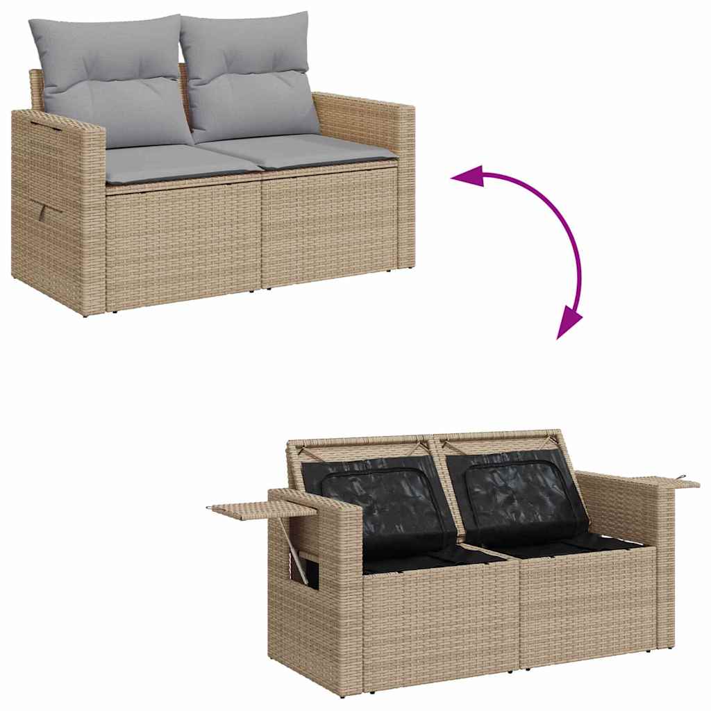 Tuin Sofa Set 9 st 6-Aantal zitplaatsen Beige en Licht Grijs