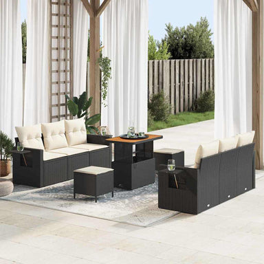 Tuin Sofa Set 9 st 6-Aantal zitplaatsen Zwart en Crème