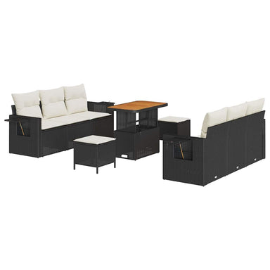 Tuin Sofa Set 9 st 6-Aantal zitplaatsen Zwart en Crème