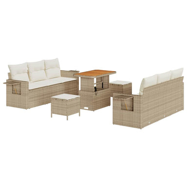 Tuin Sofa Set met kussen met opslag 9 pcs beige en crèmekleurig