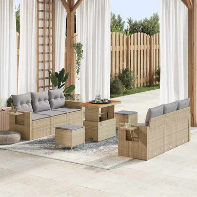 Tuin Sofa Set 9 st 6-Aantal zitplaatsen Beige en Licht Grijs