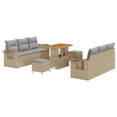 Tuin Sofa Set 9 st 6-Aantal zitplaatsen Beige en Licht Grijs