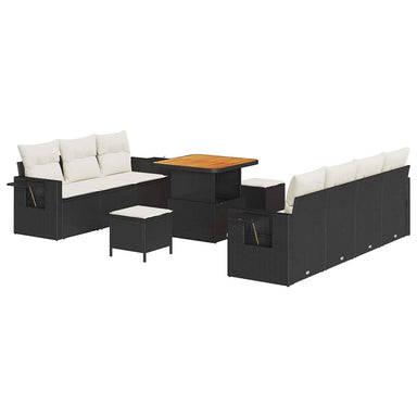 Tuin Sofa Set 10 st 7-Aantal zitplaatsen Zwart en Crème