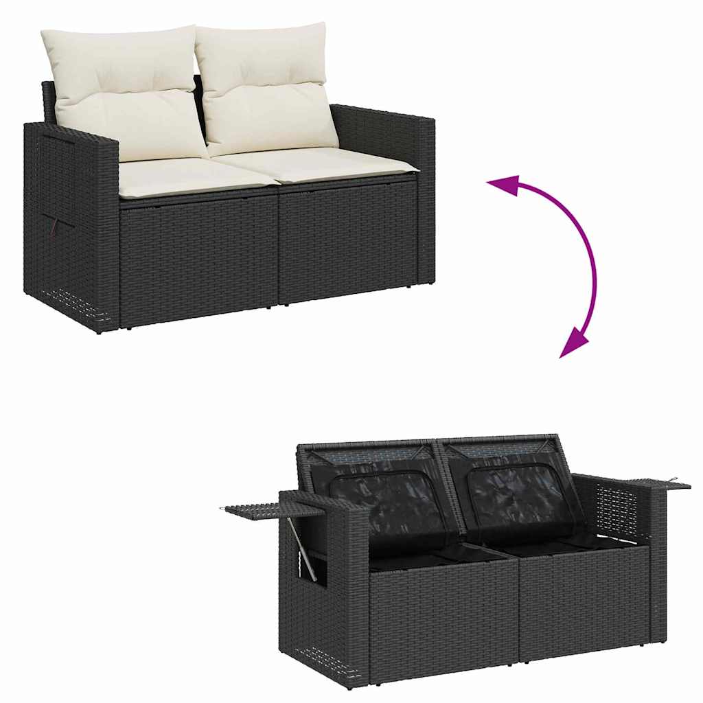 Tuin Sofa Set 10 st 7-Aantal zitplaatsen Zwart en Crème