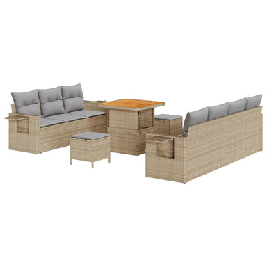 Tuin Sofa Set 10 st 7-Aantal zitplaatsen Beige en Licht Grijs
