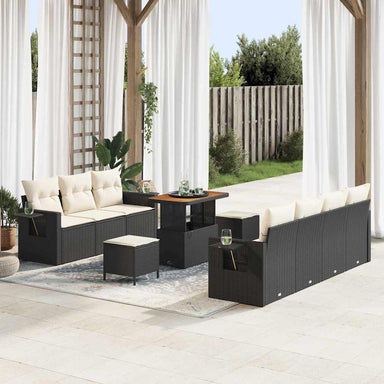 Tuin Sofa Set 10 st 7-Aantal zitplaatsen Zwart en Crème