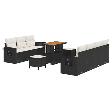 Tuin Sofa Set 10 st 7-Aantal zitplaatsen Zwart en Crème