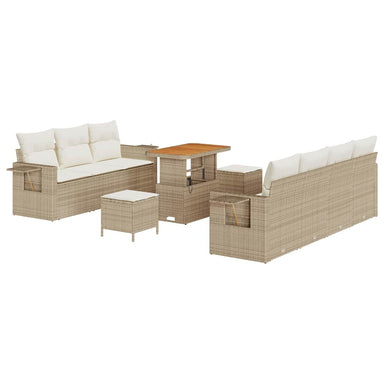 Tuin Sofa Set 10 st 7-Aantal zitplaatsen Beige en Crème