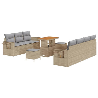 Tuin Sofa Set 10 st 7-Aantal zitplaatsen Beige en Licht Grijs