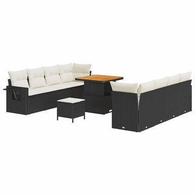 Tuin Sofa Set met kussen 11 pcs Zwart en Crème poly rattan