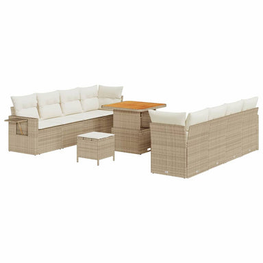 Tuin Sofa Set met kussen 11 pcs Beige en Crème poly rattan