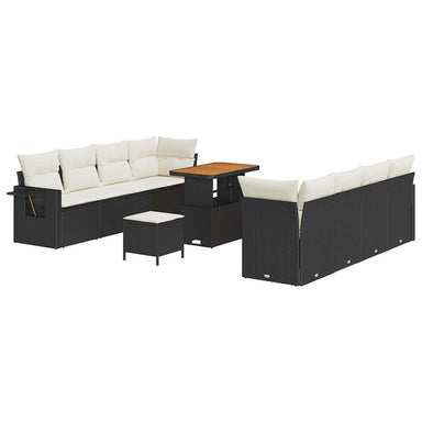 Tuin Sofa Set met kussen 11 pcs Zwart en Crème poly rattan