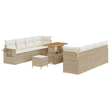 Tuin Sofa Set met kussen 11 pcs Beige en Crème poly rattan