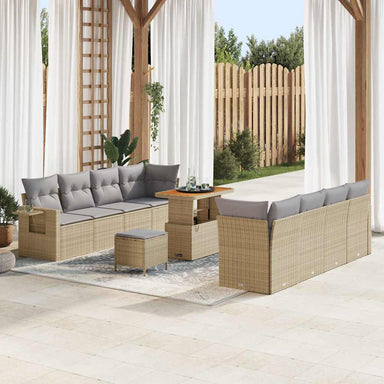 Tuin Sofa Set 11 pcs Beige en Licht Grijs poly rattan