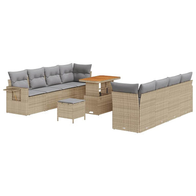 Tuin Sofa Set 11 pcs Beige en Licht Grijs poly rattan
