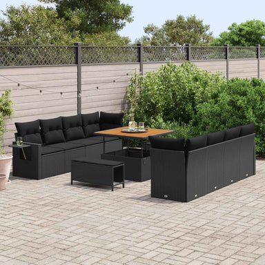 Tuin Sofa Set met kussen 11 pcs Zwart poly rattan
