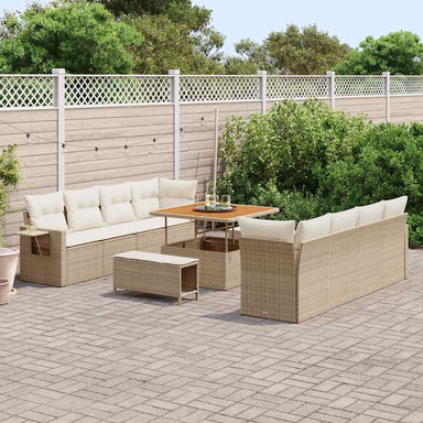 Tuin Sofa Set met kussen 11 pcs Beige en Crème poly rattan