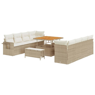Tuin Sofa Set met kussen 11 pcs Beige en Crème poly rattan