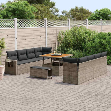 Tuin Sofa Set met kussen 11 pcs Grijs poly rattan
