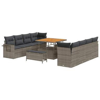 Tuin Sofa Set met kussen 11 pcs Grijs poly rattan