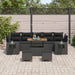 Tuinbankenset met kussen Zwart poly rattan