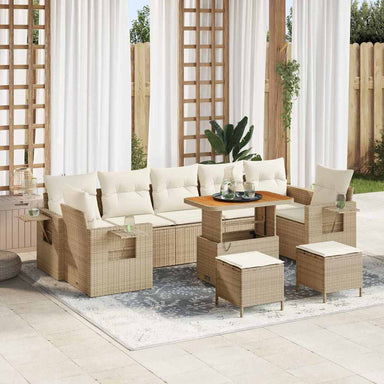 Tuinbankenset met kussen 13 pcs Beige en Crème poly rattan