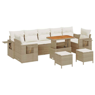 Tuinbankenset met kussen 13 pcs Beige en Crème poly rattan
