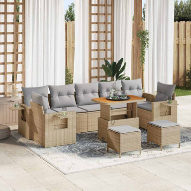 Tuinbankenset 10 st 9-Aantal zitplaatsen Beige en Licht Grijs