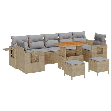 Tuinbankenset 10 st 9-Aantal zitplaatsen Beige en Licht Grijs