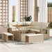 Tuinbankenset met kussen 9 pcs Beige en Crème poly rattan